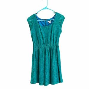 Xhilaration Teal Lace Cap Sleeve MIDI Dress M